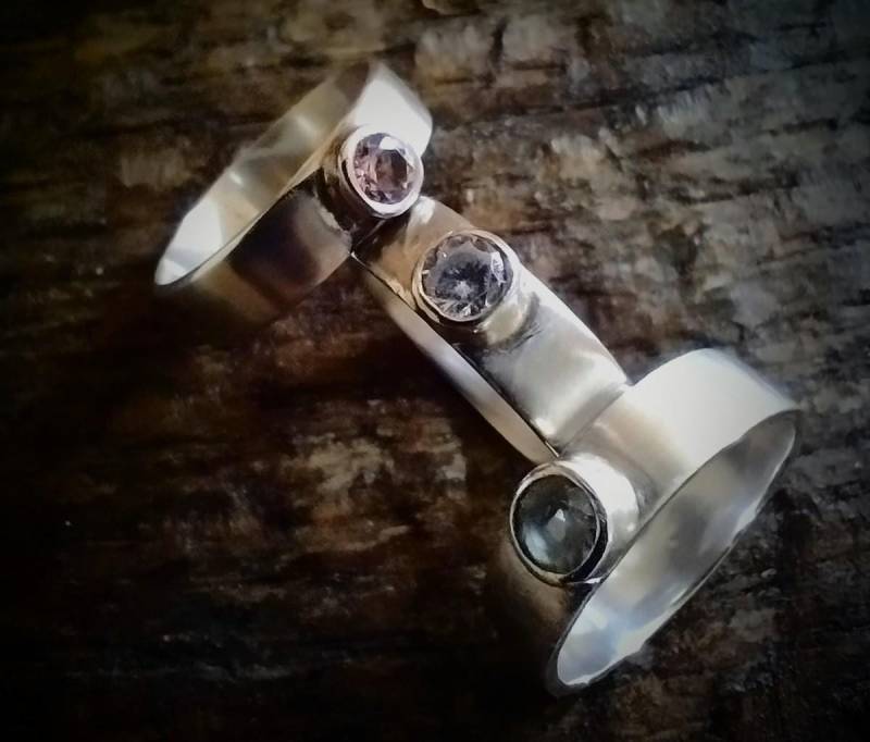 Handgefertigte Ringe Aus Sterlingsilber. Hellblauer Topas, Babyrosa Topas Und Zirkonia von ArgentumByRachel
