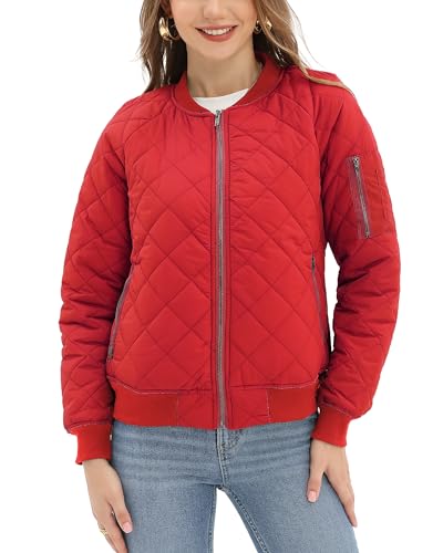 Argstar Damen Bomberjacke gesteppt mit 5 Taschen (XS-XXL), Rot/Ausflug, einfarbig (Getaway Solids), Medium von Argstar