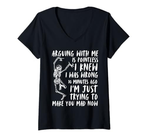 Damen Arguing With Me Is Pointless I Was Knew I Was Wrong Funny T-Shirt mit V-Ausschnitt Damen Arguing With Me Is Pointless I Was Knew I Was Wrong Funny T-Shirt mit V-Ausschnitt von Arguing With Me Is Pointless Tee