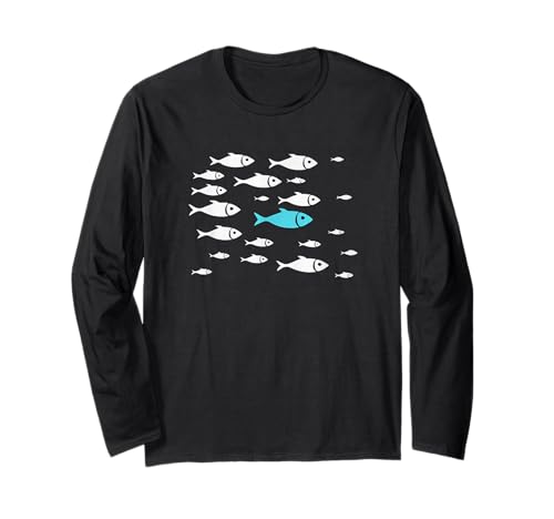 Fish Swim with the Current in the Sea T-Shirts für Damen und Herren Langarmshirt von Argument and Opposition Without Understanding Tees