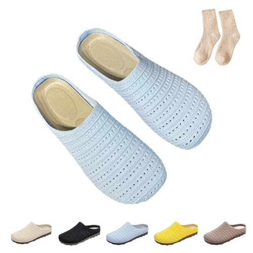 Argumub 2025 Flache Damensandalen Mit Netzstruktur, Atmungsaktive Slip-on-Pantoletten Mit Breiter Zehenpartie, Rutschfeste, Baotou (Blau, Erwachsene, 40, Numerisch, EU Schuhgrößensystem, M) von Argumub