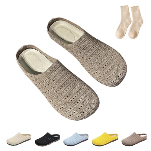 Argumub 2025 Flache Damensandalen Mit Netzstruktur, Atmungsaktive Slip-on-Pantoletten Mit Breiter Zehenpartie, Rutschfeste, Baotou (Kaffeebraun, Erwachsene, 36, Numerisch, EU Schuhgrößensystem, M) von Argumub