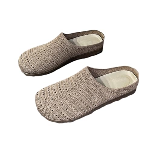 Argumub 2025 Women's Mesh Textured Flat Sandals, Closed Toe Slip-on Mesh Sandals for Women, Summer Shoes Slippers Flats for Casual Beach (Brown, Erwachsene, 41, Numerisch, EU Schuhgrößensystem, M) von Argumub