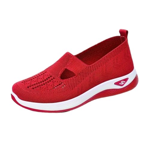 Argumub Annelie Schuhe Damen, Orthopädische Schuhe Damen, Sommer Bequeme Slip On Lightweight Breathable Walking Shoes (Rot, Erwachsene, 39, Numerisch, EU Schuhgrößensystem, M) von Argumub