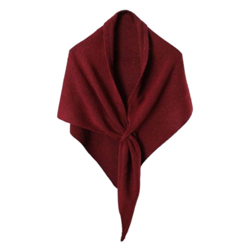 Argumub Apparent Schal, Subsequenti Weicher, bequemer Damen-Strickschal in Volltonfarbe, Dreieckspullover für den täglichen Gebrauch (Weinrot) von Argumub