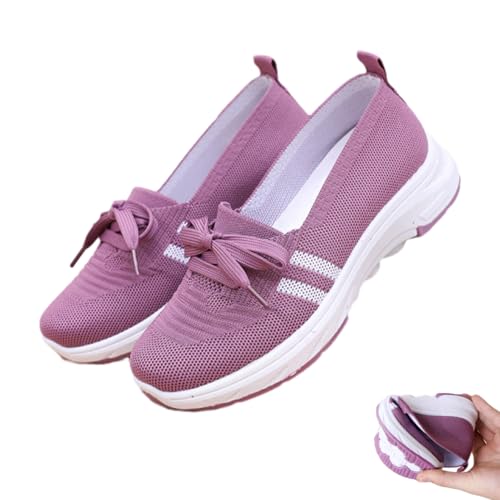 Argumub Atmungsaktive Slip-on-Sneaker Aus Strick Für Damen, Leichte, Niedrige, Orthopädische Wanderschuhe Mit Fußgewölbeunterstützung (Lila, Erwachsene, 38, Numerisch, EU Schuhgrößensystem, M) von Argumub