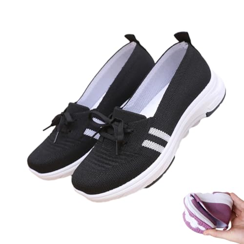Argumub Atmungsaktive Slip-on-Sneaker Aus Strick Für Damen, Leichte, Niedrige, Orthopädische Wanderschuhe Mit Fußgewölbeunterstützung (Schwarz, Erwachsene, 40, Numerisch, EU Schuhgrößensystem, M) von Argumub