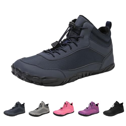 Argumub Barfuss Schuhe Damen Winter, Wasserfeste Wanderschuhe für Herbst Winter, Barfußschuhe Winter Wasserdicht Boots (6818-Blau, Erwachsene, 38, Numerisch, EU Schuhgrößensystem, M) von Argumub