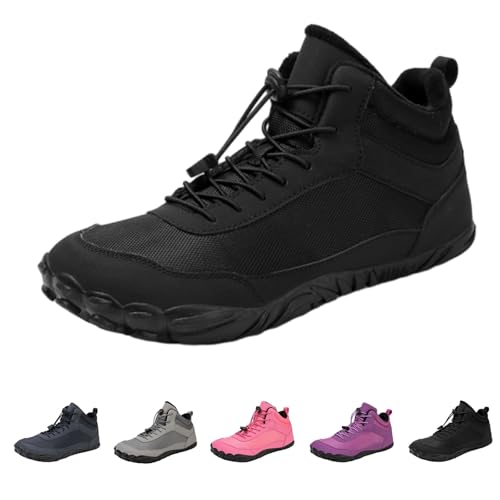 Argumub Barfuss Schuhe Damen Winter, Wasserfeste Wanderschuhe für Herbst Winter, Barfußschuhe Winter Wasserdicht Boots (6818-Schwarz, Erwachsene, 39, Numerisch, EU Schuhgrößensystem, M) von Argumub