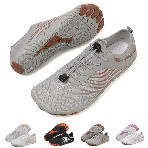 Argumub Barfussschuhe Herren Damen Sommer rutschfeste Wasserfest Schlupf Wasserschuhe Mit Breiter Spitze Unisex (H02 Grey, Erwachsene, Damen, 40, Numerisch, EU Schuhgrößensystem, M) von Argumub