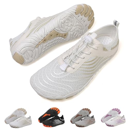 Argumub Barfussschuhe Herren Damen Sommer rutschfeste Wasserfest Schlupf Wasserschuhe Mit Breiter Spitze Unisex (H02 wihte, Erwachsene, Damen, 40, Numerisch, EU Schuhgrößensystem, M) von Argumub