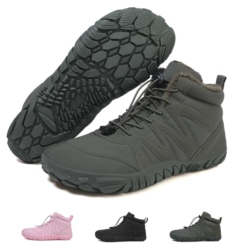 Argumub Barfußschuhe Winter Damen Herren Barfuss Schuhe Warm Winterschuhe Schneestiefel Rutschfest Wanderschuhe Zehenschuhe (1699 green, Erwachsene, 44, Numerisch, EU Schuhgrößensystem, M) von Argumub