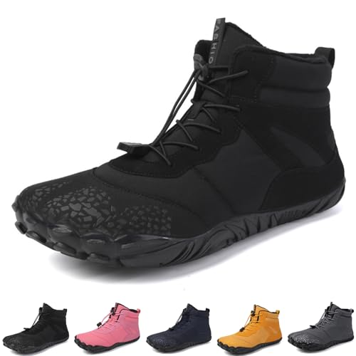 Argumub Barfußschuhe Winter Damen Herren Barfuss Schuhe Warm Winterschuhe Schneestiefel Rutschfest Wanderschuhe Zehenschuhe (6801 black, Erwachsene, 37, Numerisch, EU Schuhgrößensystem, M) von Argumub