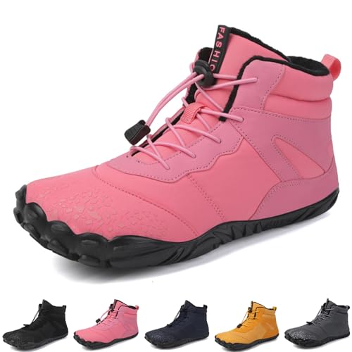 Argumub Barfußschuhe Winter Damen Herren Barfuss Schuhe Warm Winterschuhe Schneestiefel Rutschfest Wanderschuhe Zehenschuhe (6801 pink, Erwachsene, 41, Numerisch, EU Schuhgrößensystem, M) von Argumub