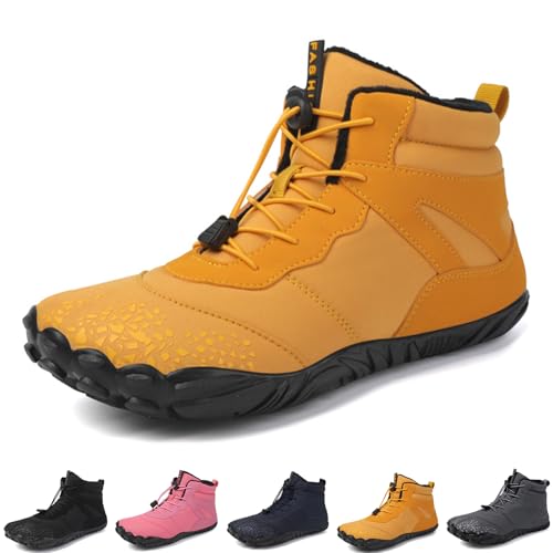Argumub Barfußschuhe Winter Damen Herren Barfuss Schuhe Warm Winterschuhe Schneestiefel Rutschfest Wanderschuhe Zehenschuhe (6801 yellow, Erwachsene, 38, Numerisch, EU Schuhgrößensystem, M) von Argumub