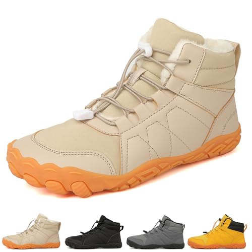 Argumub Barfußschuhe Winter Damen Herren Barfuss Schuhe Warm Winterschuhe Schneestiefel Rutschfest Wanderschuhe Zehenschuhe (708 Khaki, Erwachsene, 37, Numerisch, EU Schuhgrößensystem, M) von Argumub