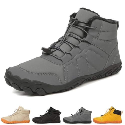 Argumub Barfußschuhe Winter Damen Herren Barfuss Schuhe Warm Winterschuhe Schneestiefel Rutschfest Wanderschuhe Zehenschuhe (708 grey, Erwachsene, 38, Numerisch, EU Schuhgrößensystem, M) von Argumub