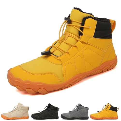 Argumub Barfußschuhe Winter Damen Herren Barfuss Schuhe Warm Winterschuhe Schneestiefel Rutschfest Wanderschuhe Zehenschuhe (708 yellow, Erwachsene, 38, Numerisch, EU Schuhgrößensystem, M) von Argumub