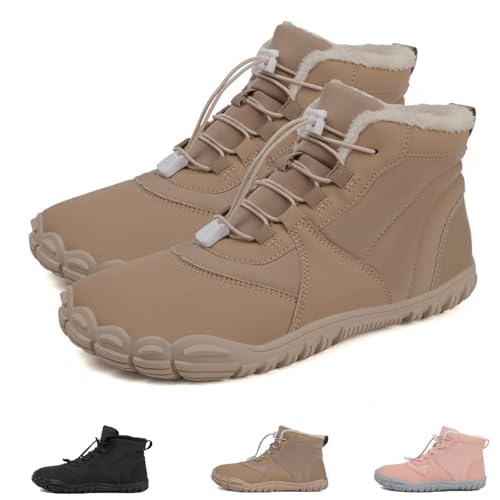 Argumub Barfußschuhe Winter Damen Herren Barfuss Schuhe Warm Winterschuhe Schneestiefel Rutschfest Wanderschuhe Zehenschuhe (8688 Khaki, Erwachsene, 43, Numerisch, EU Schuhgrößensystem, M) von Argumub