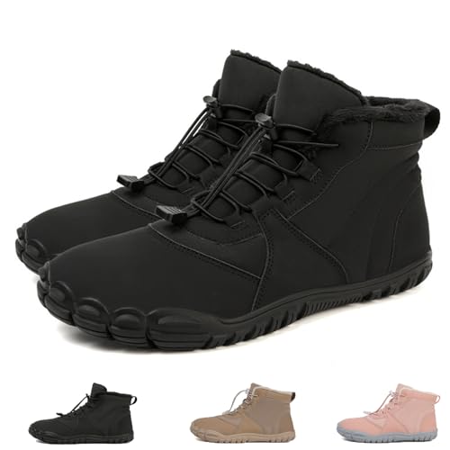 Argumub Barfußschuhe Winter Damen Herren Barfuss Schuhe Warm Winterschuhe Schneestiefel Rutschfest Wanderschuhe Zehenschuhe (8688 black, Erwachsene, 39, Numerisch, EU Schuhgrößensystem, M) von Argumub