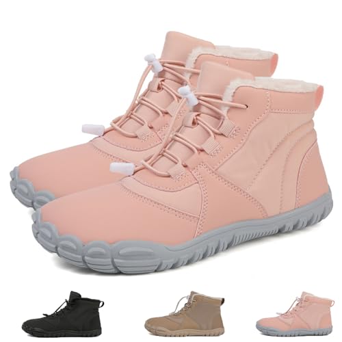 Argumub Barfußschuhe Winter Damen Herren Barfuss Schuhe Warm Winterschuhe Schneestiefel Rutschfest Wanderschuhe Zehenschuhe (8688 pink, Erwachsene, 39, Numerisch, EU Schuhgrößensystem, M) von Argumub
