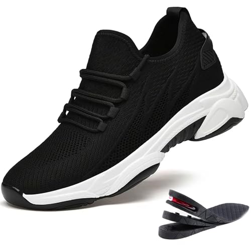 Argumub Elevate Shoes Herren 6/8/10cm, Schuhe Die Größer Machen Herren Atmungsaktiv rutschfest Unsichtbarkeit Sneaker (4cm Schwarz, Erwachsene, 40, Numerisch, EU Schuhgrößensystem, M) von Argumub