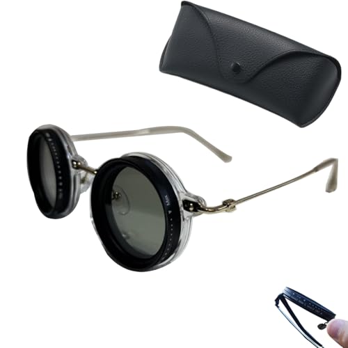 Argumub Flexitint Retro-Brille, Sonnenbrille Mit Nd-Filter, Sonnenbrille Mit 400-V-Linse, Polarisierte Brille Mit 1–9 Einstellbaren Tönungen (H) von Argumub