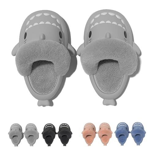 Argumub Hai Hausschuhe für Kinder und Erwachsene, Sharklas Originales Slippers Herausnehmbares Plüschfutter (Grau, Erwachsene, 42, Numerisch (von/bis), EU Schuhgrößensystem, 43, M) von Argumub