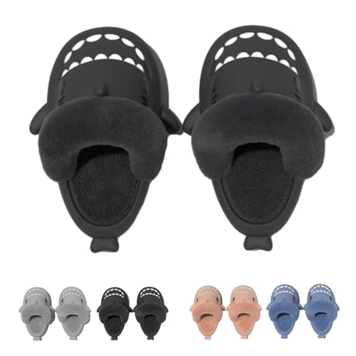 Argumub Hai Hausschuhe für Kinder und Erwachsene, Sharklas Originales Slippers Herausnehmbares Plüschfutter (Schwarz, Erwachsene, 42, Numerisch (von/bis), EU Schuhgrößensystem, 43, M) von Argumub