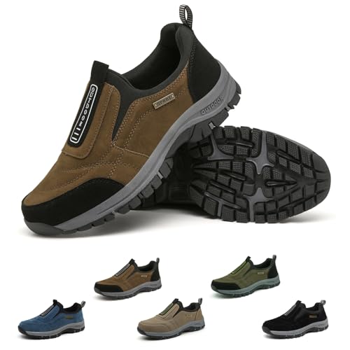 Argumub Hatme Schuhe, Orthopädische Herren Wanderschuhe Sportschuhe Atmungsaktive Leichte Slip On Schuhe (Braun, Erwachsene, Herren, 42, Numerisch, EU Schuhgrößensystem, M) von Argumub