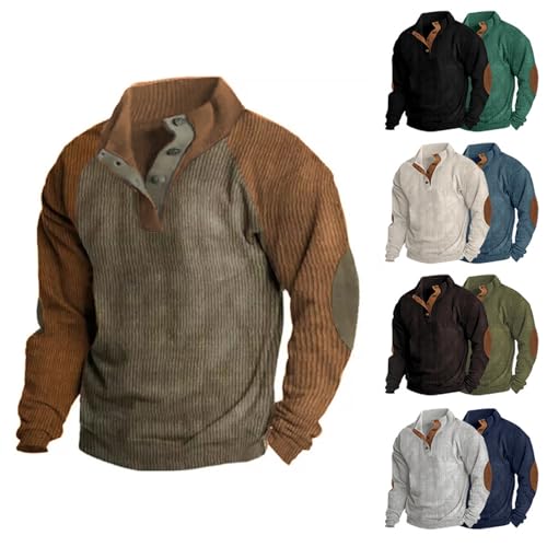 Argumub Herren-Sweatshirt-Pullover, langärmelig, Rundhalsausschnitt, sportliche Winterjacken, S-5XL (DE/NL/SE/PL, Alphanumerisch, 5XL, Regular, Regular, Graubraun) von Argumub