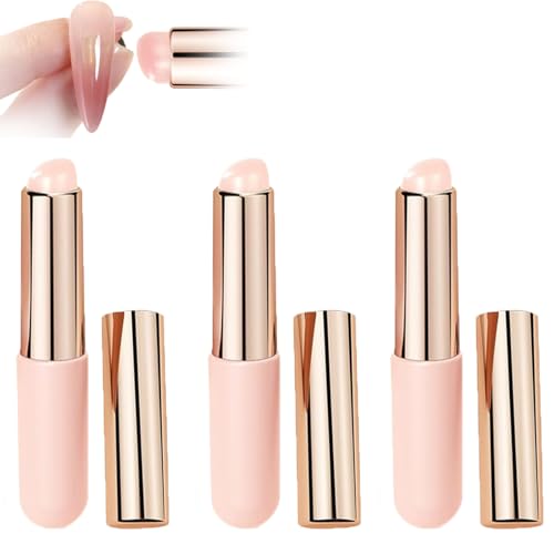 Argumub Nail Art Silicone Reusable Applicator, 3 Stück Silikon-Nagelbürsten Hochelastischer Mischpinsel Für Press-Ons Lippenstift Concealer Lidschatten Maniküre Applikator-Werkzeuge (Pink) von Argumub