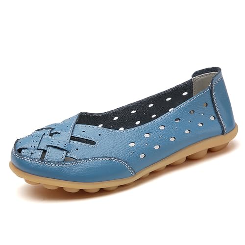 Argumub Orthopädische Slipper von Stylendy, orthopädische Slipper aus atmungsaktivem Leder, atmungsaktive Freizeitschuhe für Damen (Blau, Erwachsene, Damen, 38, Numerisch, EU Schuhgrößensystem, M) von Argumub