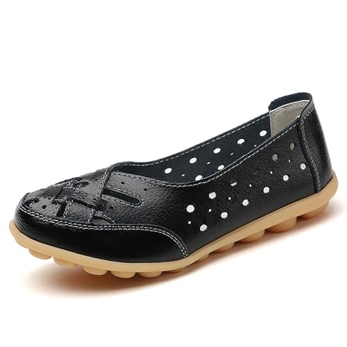 Argumub Orthopädische Slipper von Stylendy, orthopädische Slipper aus atmungsaktivem Leder, atmungsaktive Freizeitschuhe für Damen (Schwarz, Erwachsene, Damen, 38, Numerisch, EU Schuhgrößensystem, M) von Argumub