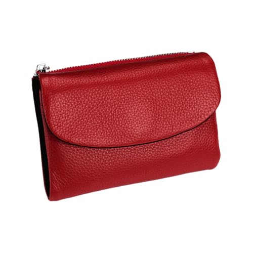 Argumub Unisex-Geldbörse aus Kieselleder, Joyfullygo-Geldbörsen, RFID-blockierende Soft-Touch-Kompakt-zweifach gefaltete Geldbörse (Rot) von Argumub