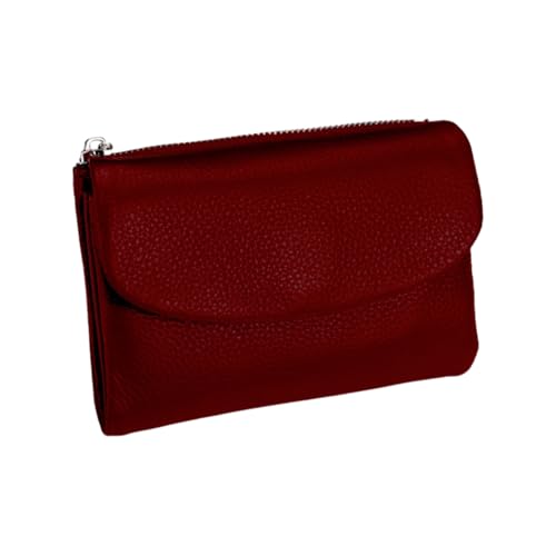 Argumub Unisex-Geldbörse aus Kieselleder, Joyfullygo-Geldbörsen, RFID-blockierende Soft-Touch-Kompakt-zweifach gefaltete Geldbörse (Rot-A) von Argumub
