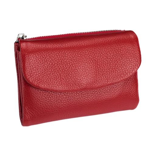 Argumub Unisex-Geldbörse aus Kieselleder, Joyfullygo-Geldbörsen, RFID-blockierende Soft-Touch-Kompakt-zweifach gefaltete Geldbörse (Rot-C) von Argumub