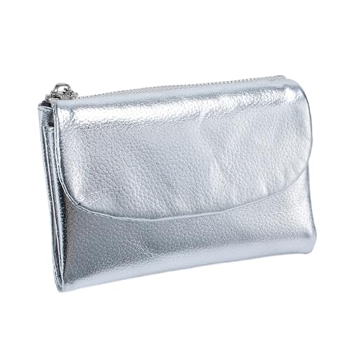 Argumub Unisex-Geldbörse aus Kieselleder, Joyfullygo-Geldbörsen, RFID-blockierende Soft-Touch-Kompakt-zweifach gefaltete Geldbörse (Silber) von Argumub