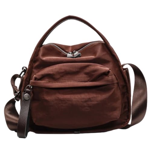 Argumub Veluna Umhängetasche, leichte Damenhandtasche mit großem Fassungsvermögen, einfarbig, mit Reißverschluss und Schultergurt (Kaffeefarbe) von Argumub