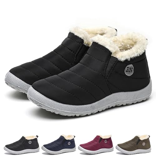 Argumub Vyral Wasserdichte Winterstiefel Für Damen Mit Fell Gefüttert Rutschfest Für Schnee Warme Outdoor-Stiefel (Black, Erwachsene, Damen, 36, Numerisch, EU Schuhgrößensystem, M) von Argumub