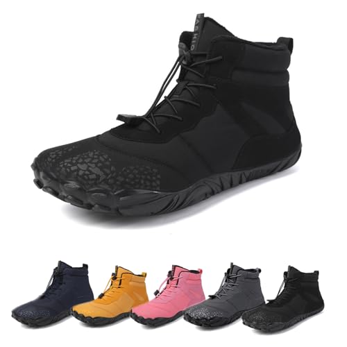 Argumub Winter Barfußschuhe Damen Herren, Breite Zehenpartie Wasserdicht Rutschfest Stiefel Barfußschuhe Winter (A-Schwarz, Erwachsene, 41, Numerisch, EU Schuhgrößensystem, M) von Argumub