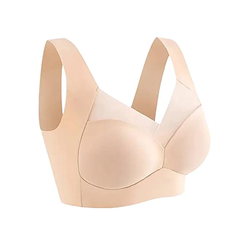 Comfy Haltungskorrektur - Bügelloser Bh, Wmbra BH zur Haltungskorrektur, modischer BH mit tiefen Körbchen, Sommer Push up BH ohne Bügel (DE/NL/SE/PL, Alphanumerisch, 3XL, Regular, Regular, Beige) von Argumub