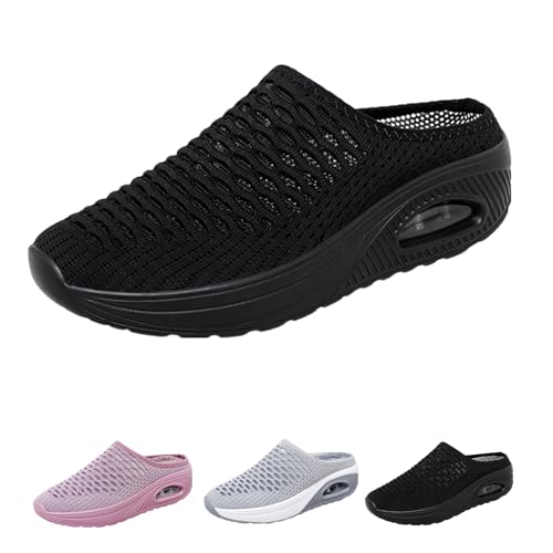 Hatmeo Women Orthopedic Slippers, Hatme Schuhe, Hatme Hausschuhe, Orthopedic Slippers Women with Air Cushion Support (Black, Erwachsene, Damen, 36, Numerisch, EU Schuhgrößensystem, M) von Argumub