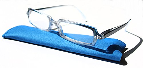 Argus Edel Lesebrille Transparent/Blau mit Strass für Damen (+3,0 dpt.) von Argus