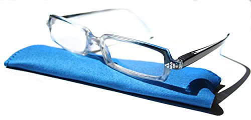 Argus Edel Lesebrille Transparent/Blau mit Strass für Damen (+2,5 dpt.) von Argus