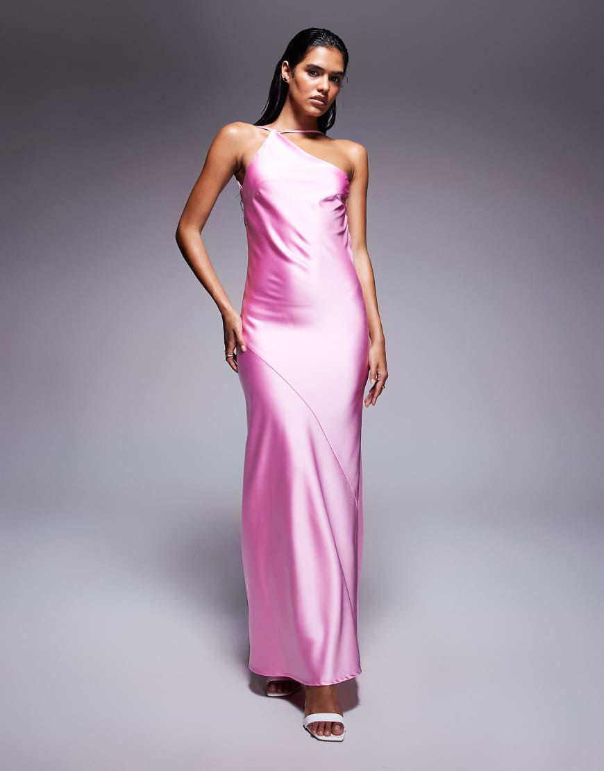 Aria Cove - Maxikleid aus Satin in Rosa mit One-Shoulder-Träger und Rückenausschnitt Aria Cove - Maxikleid aus Satin in Rosa mit One-Shoulder-Träger und Rückenausschnitt von Aria Cove