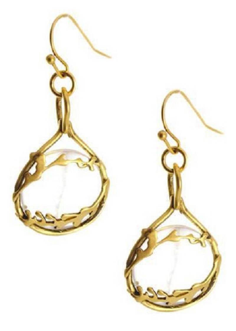 Gold Blumen Monokel Ohrringe Schmuck Für Frauen Mit Zweigen Schmücken Die Gewölbte Glas-Vine Lupen Kollektion - Ariana Ost von ArianaOst