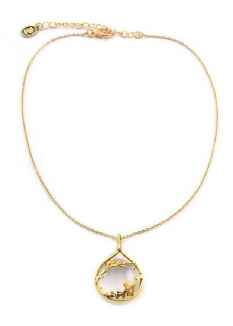 Gold Floral Monocle Halskette Schmuck Für Frauen Mit Floralen Zweigen Schmücken Die Domed Glas-Vine Lupe Kollektion - Ariana Ost von ArianaOst