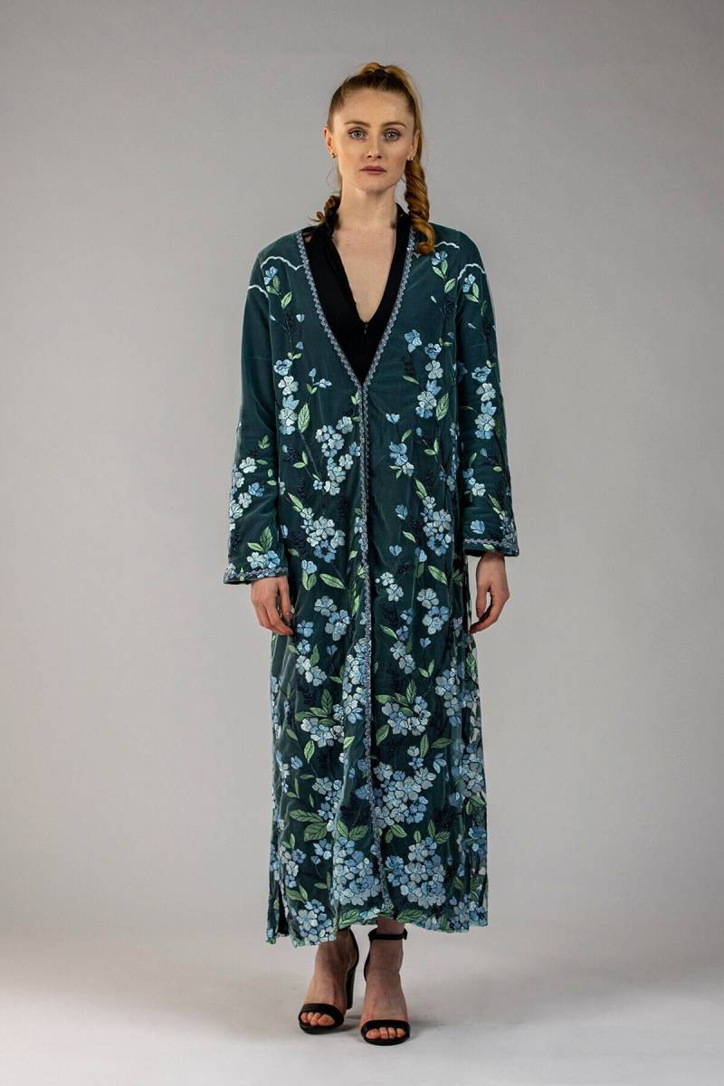 Frenchy, Chic, Sommer Langer Mantel, Dunkelblaues Futter Mit Türkisem Tüll, Geschenke Für Sie, Handgefertigt von ArianeDeMontmartre