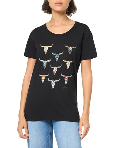 Ariat Damen Deco Skulls T-Shirt, Schwarz, Mittel von Ariat